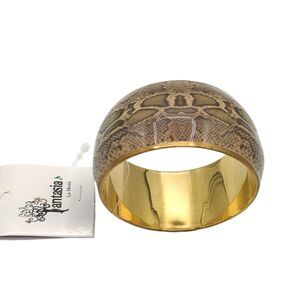Fantasia La Moda Bangle Bracelet Snakeskin Gold Tone Southwestern Coastal New